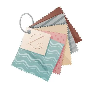 Fabric samples on a white background. Woven fan of a palette of varieties of  Illustrazione stock
