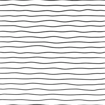 Fabric seamless pattern with textile line texture, black on white background Illustrazione stock