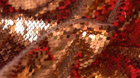 Fabric sequins copper and red colors. Holiday abstract glitter background Stock Footage 123229475