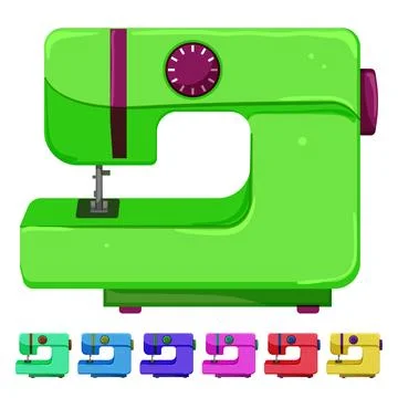 Fabric sew machine cartoon vector graphic Illustrazione stock