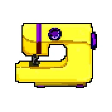 Fabric sew machine game pixel art vector illustration Illustrazione stock