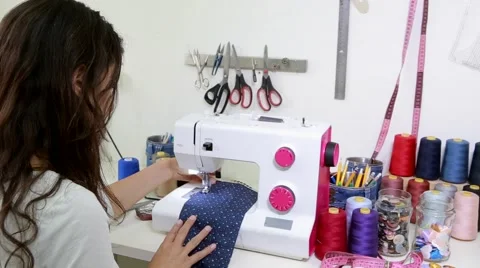 Fabric sewing machine  스톡 동영상 62424899