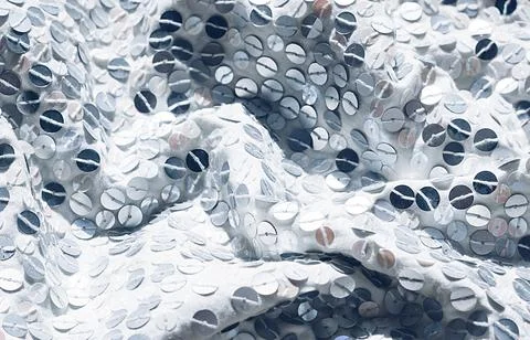 Fabric Silver texture with spangles. Background sequin. Glitter texture. Fabr Stock Photos