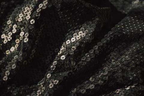 Fabric Silver texture with spangles. Background sequin. Glitter texture. Fabr Stock Photos