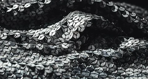 Fabric Silver texture with spangles. Background sequin. Glitter texture. Fabr Stock Photos