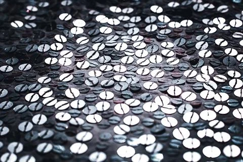 Fabric Silver texture with spangles. Background sequin. Glitter texture. Fabr Stock Photos