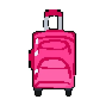 Fabric soft shell suitcase pixel art vector illustration Stock Illustration