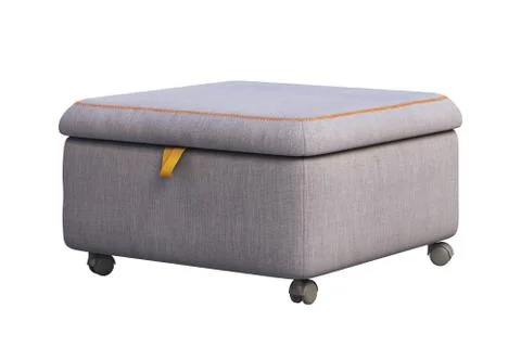 Fabric storage seat section with casters. 3d render Stock Illustration