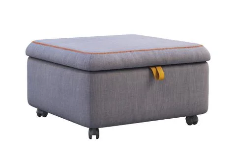 Fabric storage seat section with casters. 3d render Stock Illustration