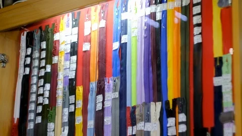 In the fabric store a large selection of fabrics, you can cut a piece and buy, Stock Footage 123416153