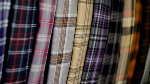 In the fabric store a large selection of fabrics, you can cut a piece and buy, Stock Footage 123446669