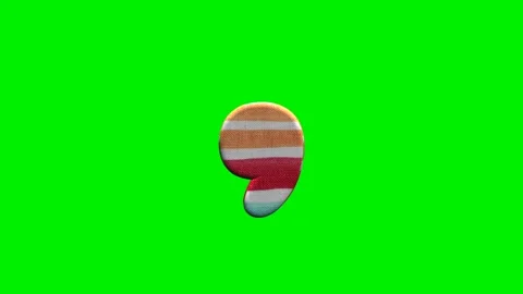 Fabric striped comma punctuation mark on green screen background Видео 345134796