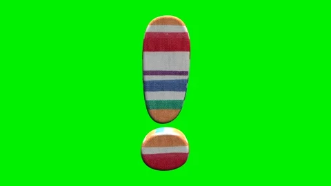 Fabric striped exclamation mark on green screen background Video stock 345134794