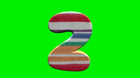 Fabric striped numbers on green screen background Stock Footage 345134903