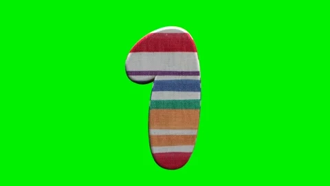 Fabric striped numbers on green screen background Stock Footage 345134905
