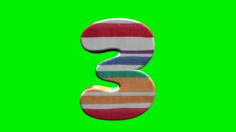 Fabric striped numbers on green screen background Video stock 345134907