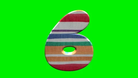 Fabric striped numbers on green screen background Video stock 345134990