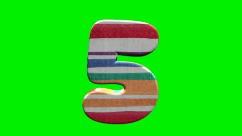 Fabric striped numbers on green screen background Video stock 345134991