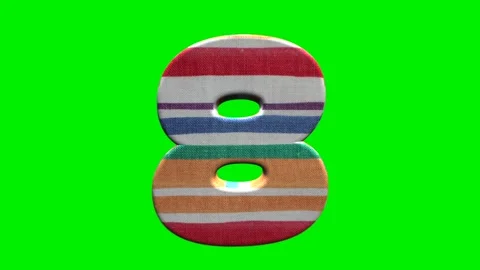 Fabric striped numbers on green screen background Stock Footage 345135208