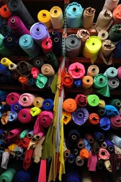 Fabric textile rolls Stock Photos