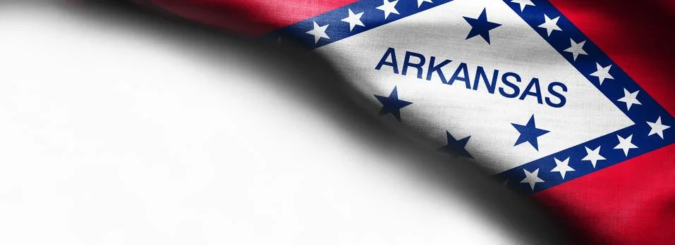 Fabric texture of the Arkansas Flag background - flag on white background - 库存照片