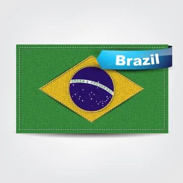 Fabric texture of the flag of brazil 스톡 일러스트