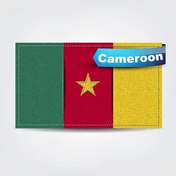 Fabric texture of the flag of cameroon 스톡 일러스트