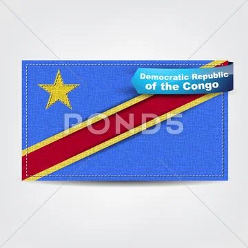 Fabric texture of the flag of democratic republic of the congo Stock Illustration