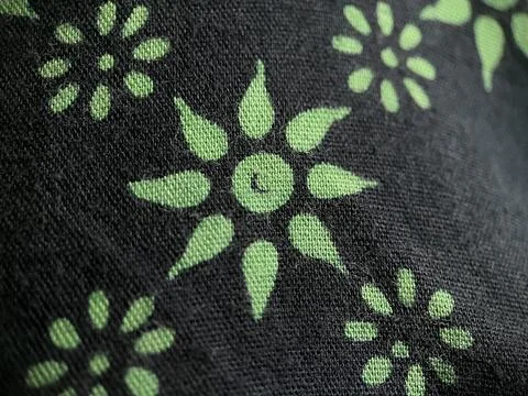 Fabric texture with green flower pattern Stock Photos