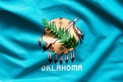 Fabric texture of the Oklahoma Flag - Flags from the USA Foto stock
