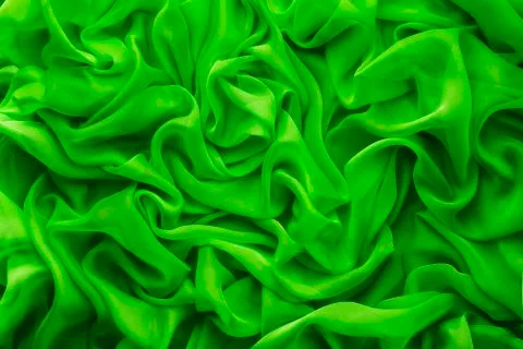Fabric Waves Background, Cloth Wave, Green Satin Clothes Texture Stock Photos