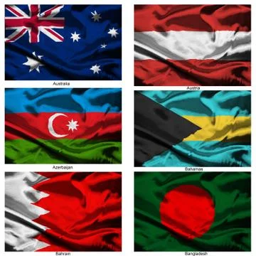Fabric world flags collection Stock-Illustration