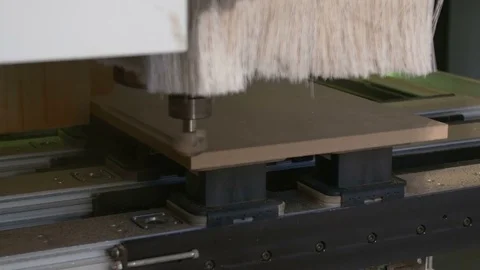 Fabrication system sawing the board Stock Footage 70707158