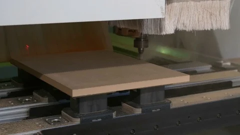 Fabrication system sawing the board Stock Footage 70707368