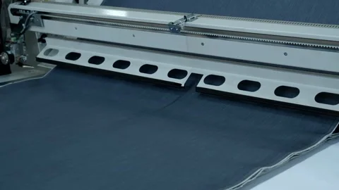 Fabrics are lined up at the factory Stock Footage 294110636