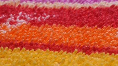 Fabrics of different colors and various materials, such as fabric, lace, satin,  Stock Footage 126318216