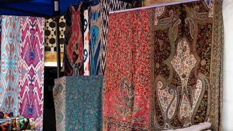 Fabrics on Display 2 Stock Footage 106268303