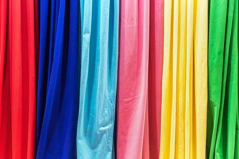 Fabrics made of different materials, shades and colors for the production Stock Photos