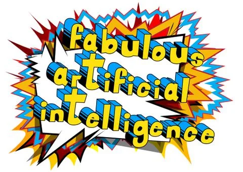 Fabulous Artificial Intelligence - Comic book style word on abstract backgrou Illustrazione stock