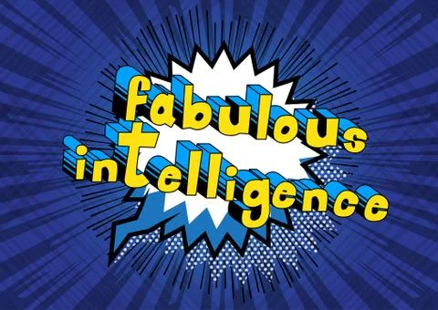 Fabulous Intelligence - Comic book style word on abstract background. Illustrazione stock