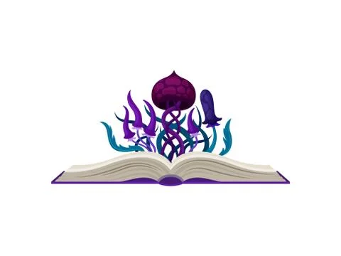 Fabulous purple toadstools with spots on the caps. Vector illustration on white Illustrazione stock