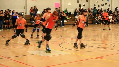 Fabulous Sin City Junior Rollers Skating during Practice Session Stock Footage 97560404