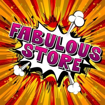 Fabulous Store - Comic book style word on abstract background. Illustrazione stock