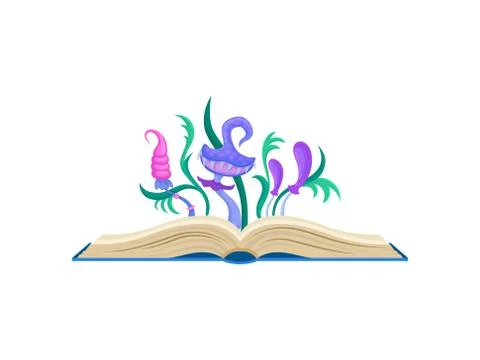 Fabulous toadstools with sharp teeth. Vector illustration on white background. 스톡 일러스트