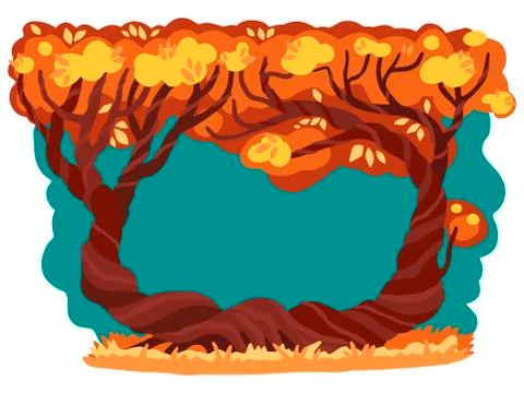 Fabulous trees, Frame of plants, background for design. Vector illustration Stock-Illustration