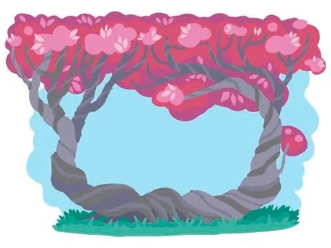 Fabulous trees, Frame of plants, background for design. Vector illustration Stock Illustration