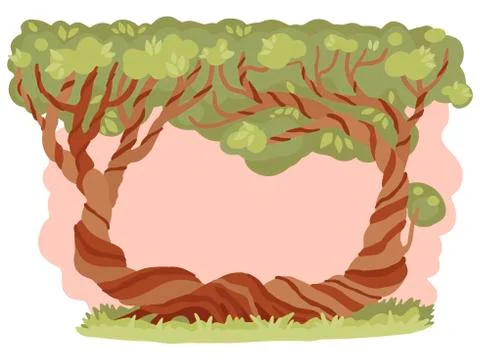 Fabulous trees, Frame of plants, background for design. Vector illustration Stock Illustration