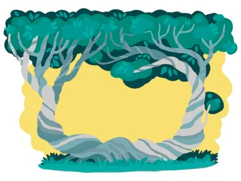 Fabulous trees, Frame of plants, background for design. Vector illustration Stock-Illustration