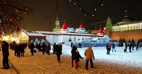 Fabulously beautiful red square, new year holidays Stock Footage 67395622