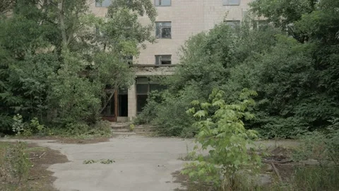 Facade of an abandoned hospital in Pripyat Stock-Footage 194482728